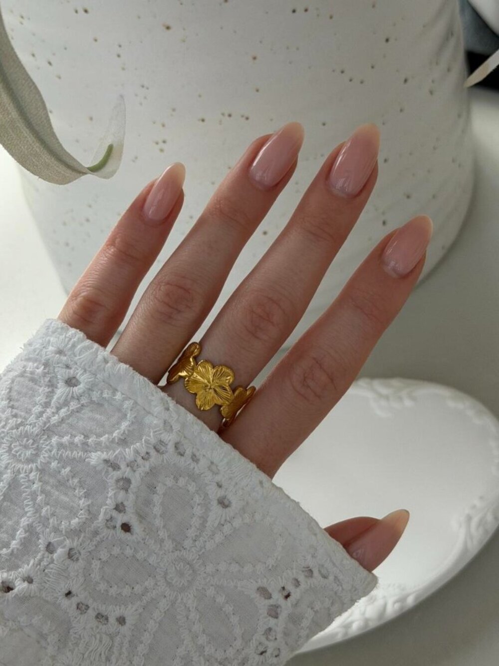 Sku0562 Retro Gold Floral Women Minimalist Ring Stainless steel + gift bag
